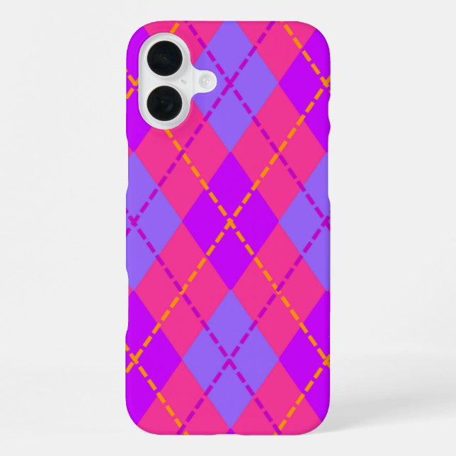 Bright Blue and Pink Argyle Pattern iPhone Case (Back)