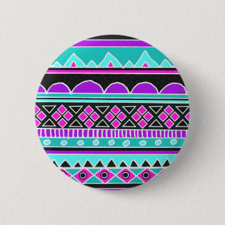 Bright Blue and purple tribal pattern 6 Cm Round Badge