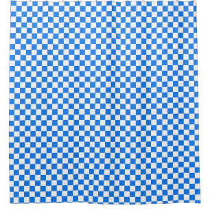 Bright Blue and White Checkers Shower Curtain