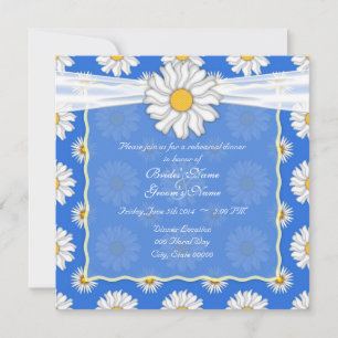 Bright Blue and White Floral Rehearsal Dinner Invitation