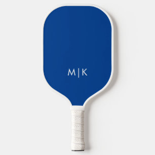Bright Blue and White   Modern Monogram Pickleball Paddle
