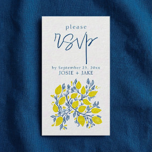 Bright blue and yellow lemon vines rsvp enclosure card