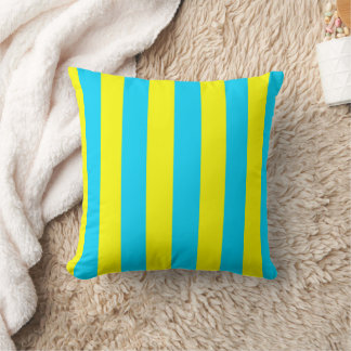 Bright Blue and Yellow Stripes  Cushion