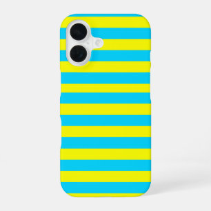 Bright Blue and Yellow Stripes  iPhone 16 Case