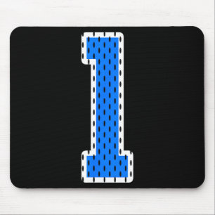 Bright blue athletic number 1 sports jersey shirt mouse pad