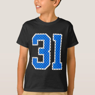 Bright blue athletic number 31 sports jersey shirt