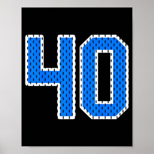Bright blue athletic number 40 sports jersey shirt poster
