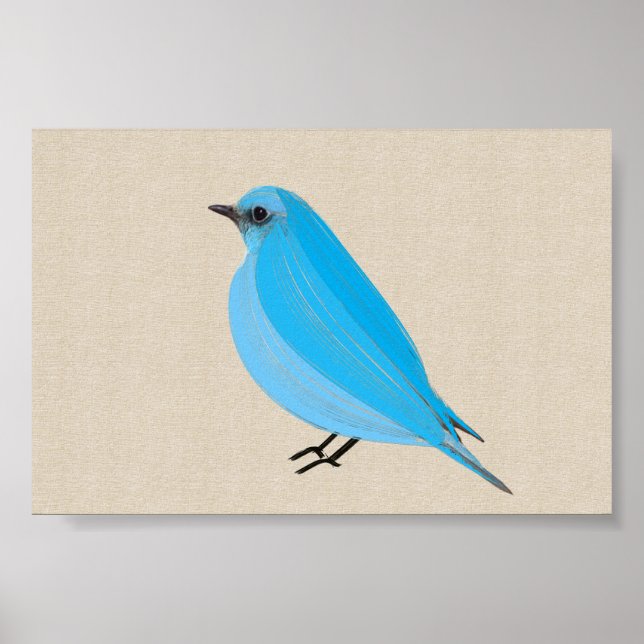 Bright Blue Bird Tanager on Linen Canvas Poster (Front)