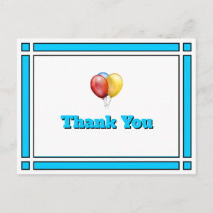 Bright Blue Birthday Balloons Thank You Postcard