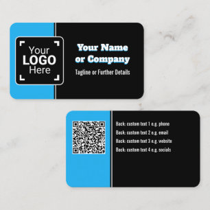 Bright Blue, Black & White - Bold Your Logo Business Card