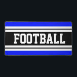 Bright  Blue Black White Stripes FOOTBALL Text Desk Mat<br><div class="desc">This fun sporty design features classic strong bold big letters inside a highlighted wide black stripe with adjoining double white stripes against a vivid blue background with "FOOTBALL" spelled out front and centre. Make It Your Own: The colours and text in this design can be personalised.</div>