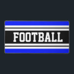 Bright  Blue Black White Stripes FOOTBALL Text Desk Mat<br><div class="desc">This fun sporty design features classic strong bold big letters inside a highlighted wide black stripe with adjoining double white stripes against a vivid blue background with "FOOTBALL" spelled out front and centre. Make It Your Own: The colours and text in this design can be personalised.</div>