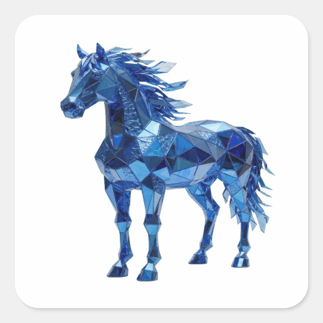 Bright Blue BLUE GLASS HORSE Square Sticker (Front)