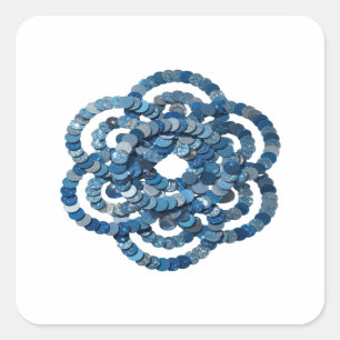 Bright Blue BLUE GLITTERY DISCS ORNAMENTED WITH Square Sticker