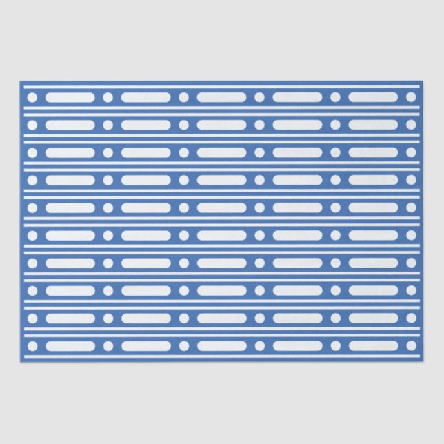 Bright Blue Bone Inlay Border Dots Decoupage Paper (Front)