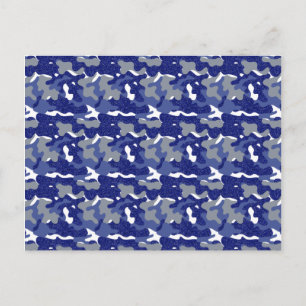Bright Blue Camouflage Sparkle Camo Army Soldier Postcard