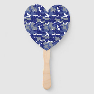 Bright Blue Camouflage Sparkle Camo Lovers Hand Fan
