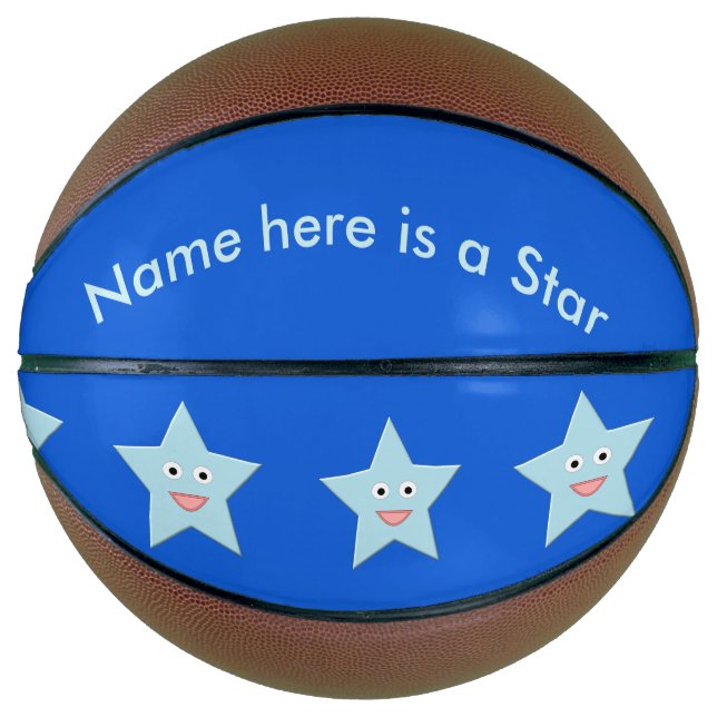 Bright Blue Celebration Star Custom Basketballs (Front)