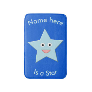 Bright Blue Celebration Star Custom Bath Mat