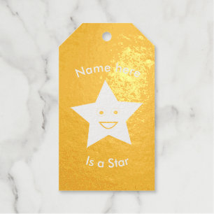 Bright Blue Celebration Star Custom Birthday Gift Tags
