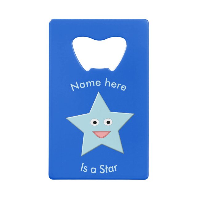 Bright Blue Celebration Star Custom Bottle Opener (Front)