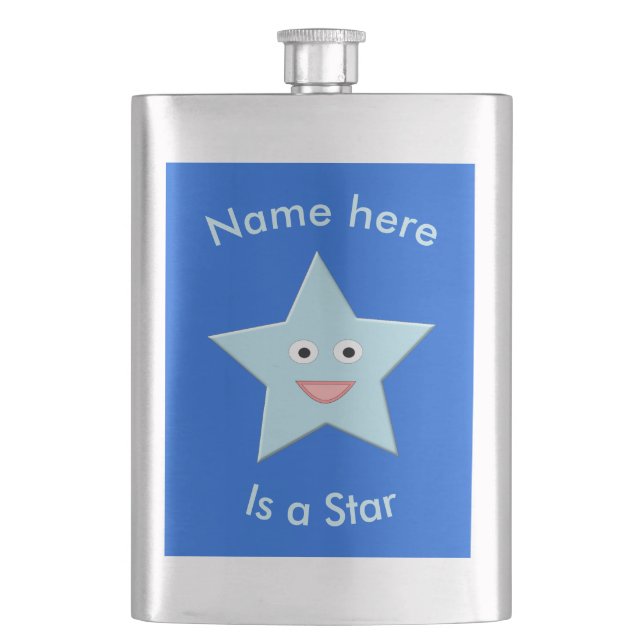 Bright Blue Celebration Star Custom Flasks (Front)