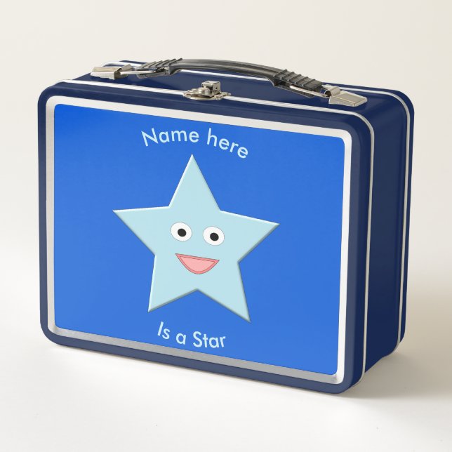 Bright Blue Celebration Star Custom Metal Lunchbox (Front)