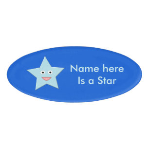 Bright Blue Celebration Star Custom Name Tag