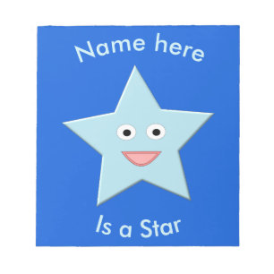 Bright Blue Celebration Star Custom Notepad
