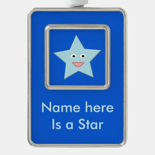 Bright Blue Celebration Star Custom Ornament