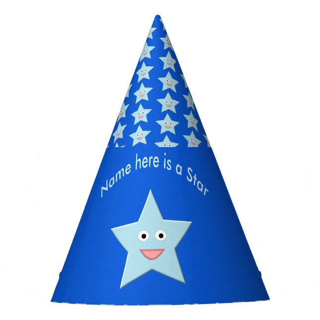 Bright Blue Celebration Star Custom Party Hat (Front)