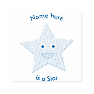 Bright Blue Celebration Star Custom Self Inking Self-inking Stamp