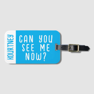 Bright Blue Custom Name Modern Bold Funny Luggage Tag