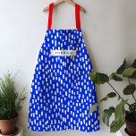 Bright Blue Dashing Apron<br><div class="desc">Bright and cheerful,  this vibrant coloured apron features hand-drawn dashes for a playful pattern year round. Personalise with your own name or give as a practical and thoughtful gift!</div>