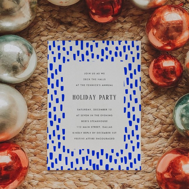 Bright Blue Dashing Holiday Party Invitation (Bright Blue Dashing Holiday Party Invitation)
