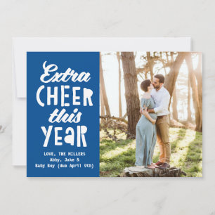 Bright Blue Extra Cheer This Year Baby Holiday Card
