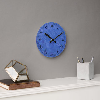 Bright Blue Faux Finish Roman Numerals Round Clock