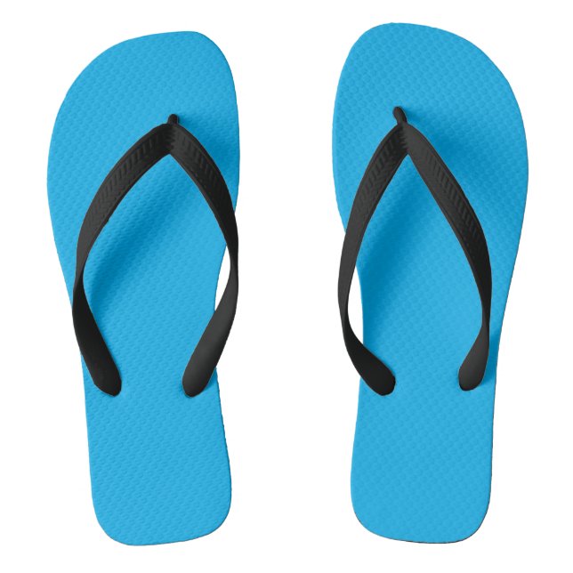 bright blue flip-flops with black straps jandals (Footbed)