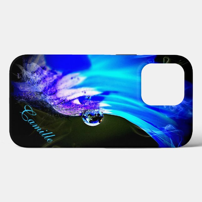Bright Blue Flower W/Water Drop iPhone 5 Case (Back (Horizontal))