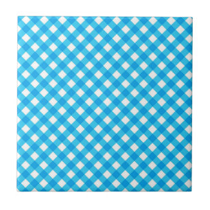 Bright Blue Gingham Pattern Tile