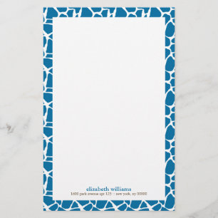 Bright Blue Giraffe Pattern Stationery