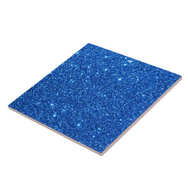 Bright Blue Glitter Sparkles Tile (Side)