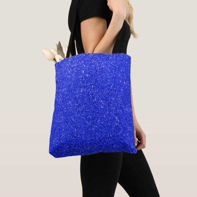 Bright Blue Glitter Tote Bag (Close Up)