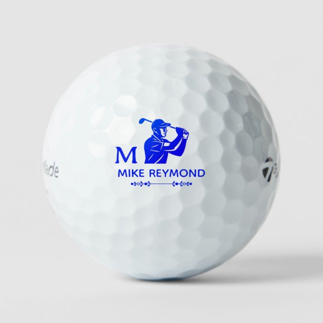 Bright Blue Golfer  Golf Balls (Front)