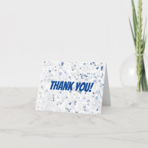 Bright Blue Grey Splatter Happy Birthday Thank You Card