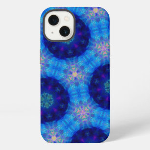 Bright Blue Hexagon Kaleidoscope Pattern iPhone 13 Case