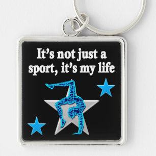 BRIGHT BLUE INSPIRATIONAL GYMNASTICS DESIGN KEY RING