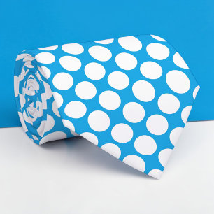 Bright Blue Jumbo Polka Dots Custom Necktie