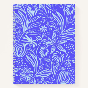 Bright blue-Lilac floral pattern Notebook