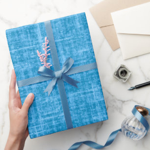 Bright Blue Linen Wrapping Paper